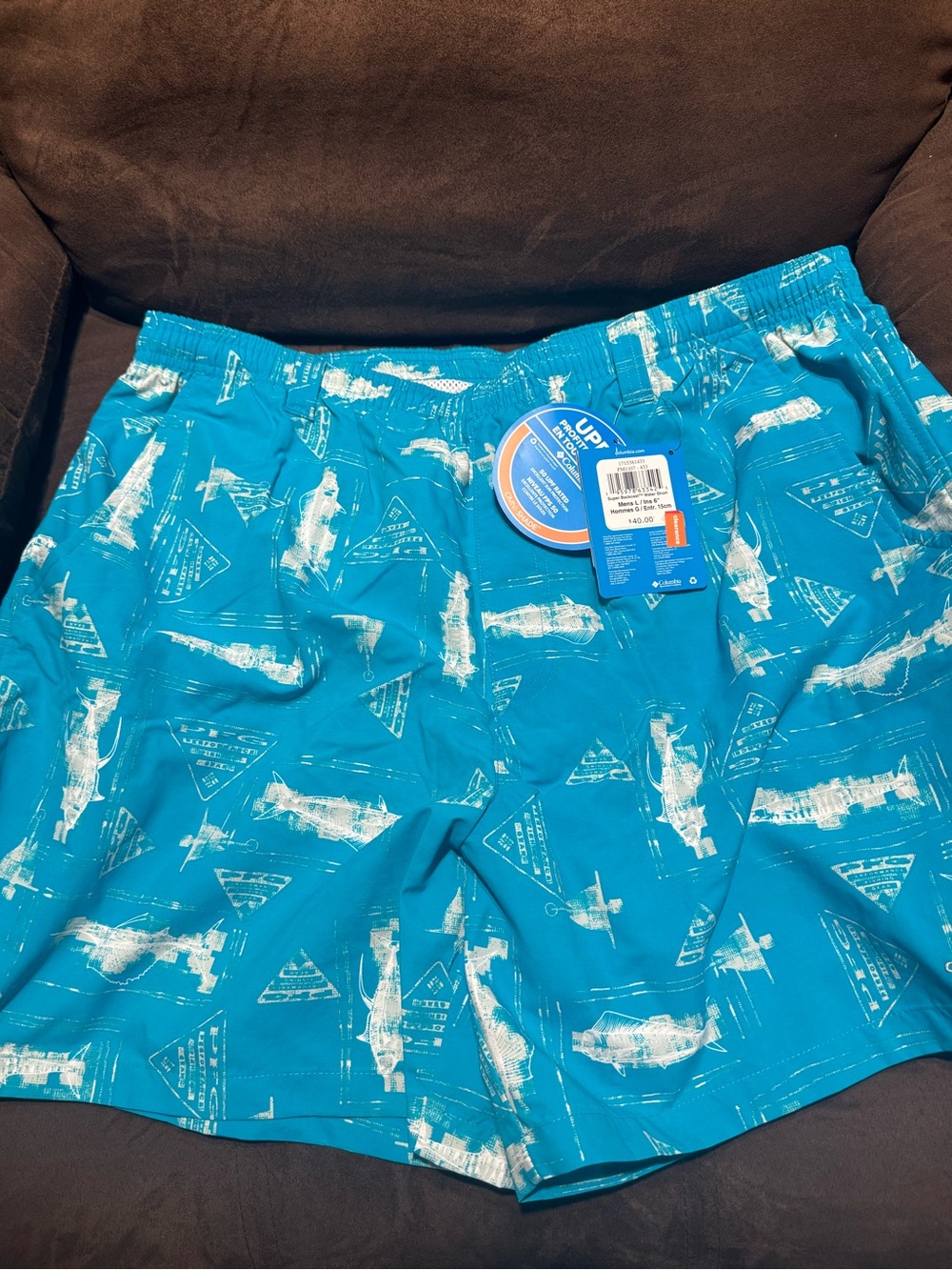 Columbia Teal Printed Men's Swim Trunks